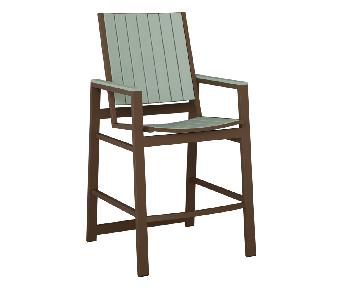 Berlin Gardens Vida Poly Bar Chair in Mesquite Wood Vein, Sea Foam slats