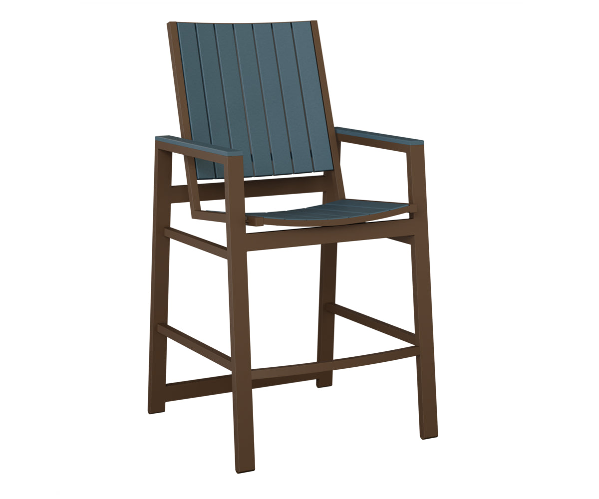 Berlin Gardens Vida Poly Bar Chair in Mesquite Wood Vein, Slate slats