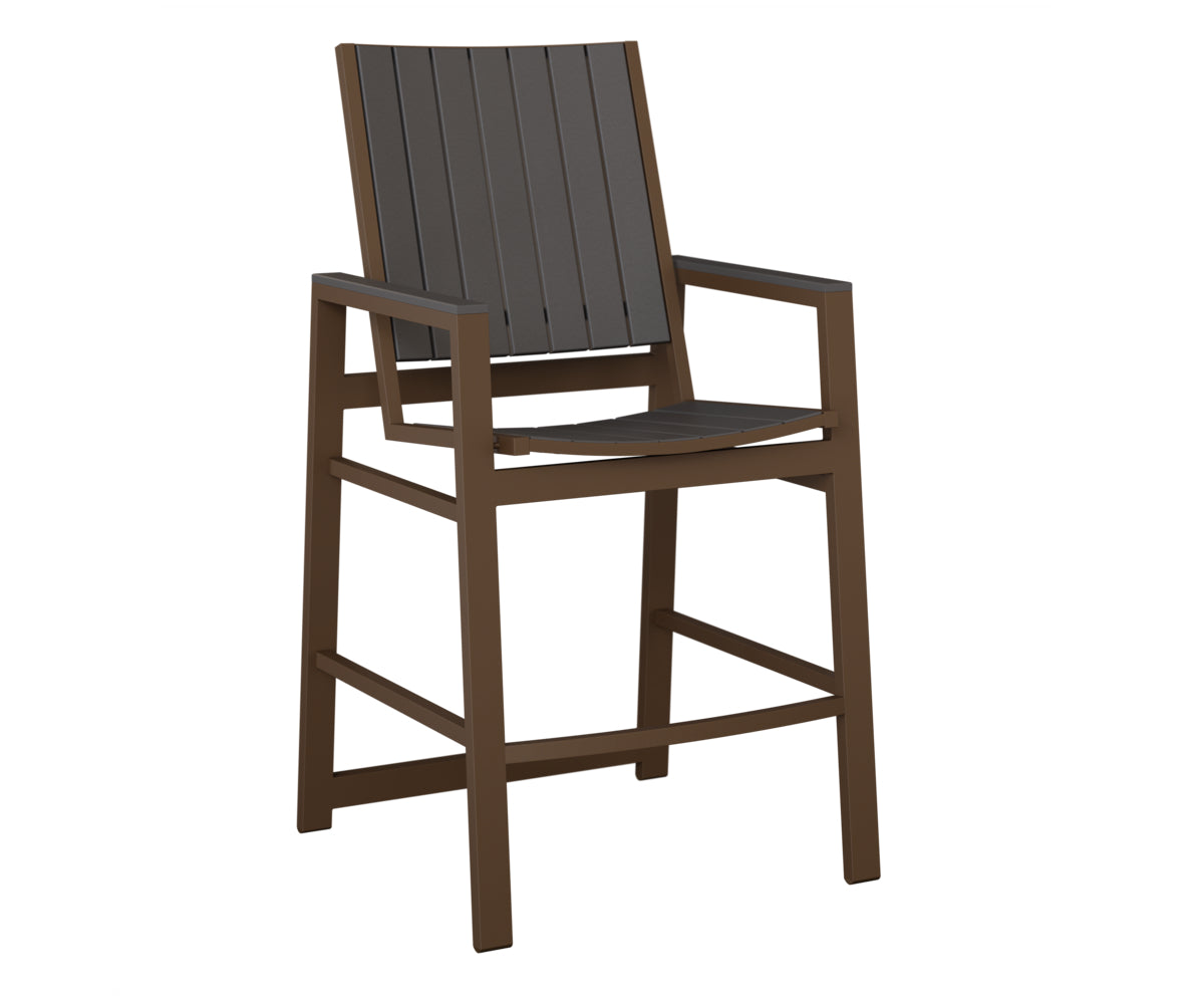 Berlin Gardens Vida Poly Bar Chair in Mesquite Wood Vein, Smoke Gray slats