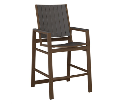 Berlin Gardens Vida Poly Bar Chair in Mesquite Wood Vein, Smoke Gray slats