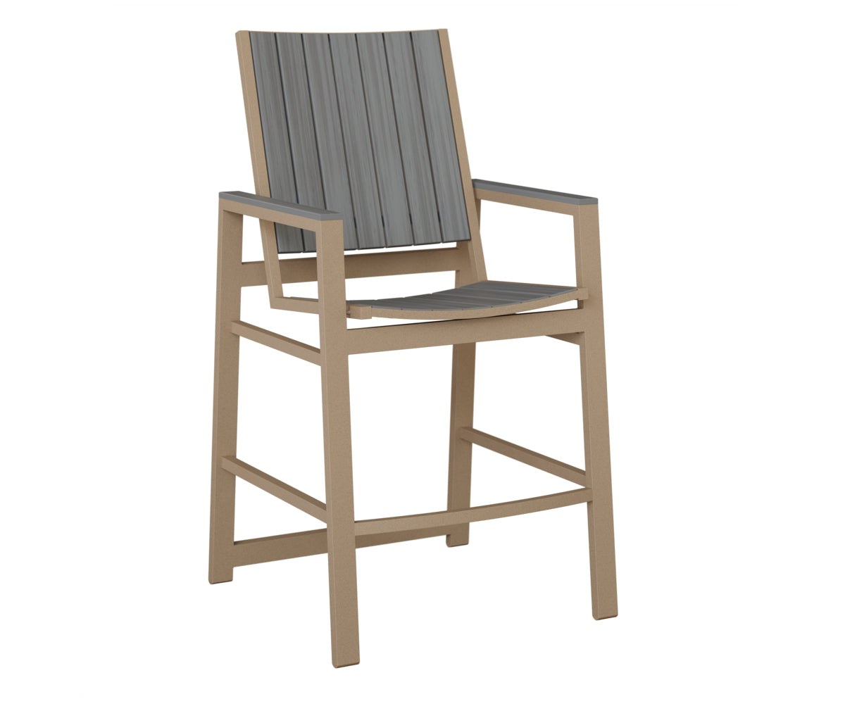 Berlin Gardens Vida Poly Bar Chair in Oak Wood Vein, Driftwood Gray slats
