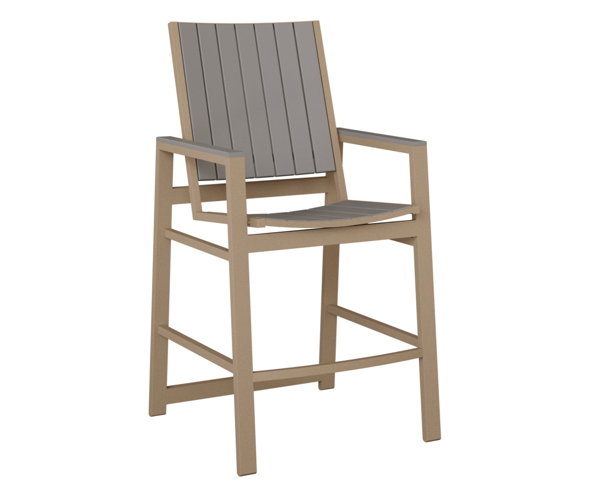 Berlin Gardens Vida Poly Bar Chair in Oak Wood Vein, Light Gray slats