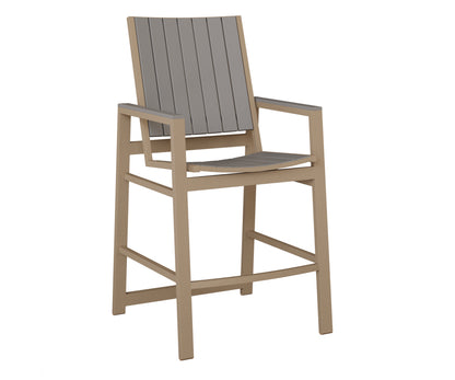 Berlin Gardens Vida Poly Bar Chair in Oak Wood Vein, Light Gray slats
