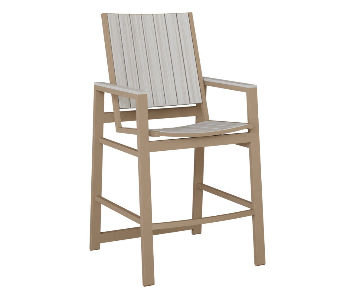 Berlin Gardens Vida Poly Bar Chair in Oak Wood Vein, Seashell slats