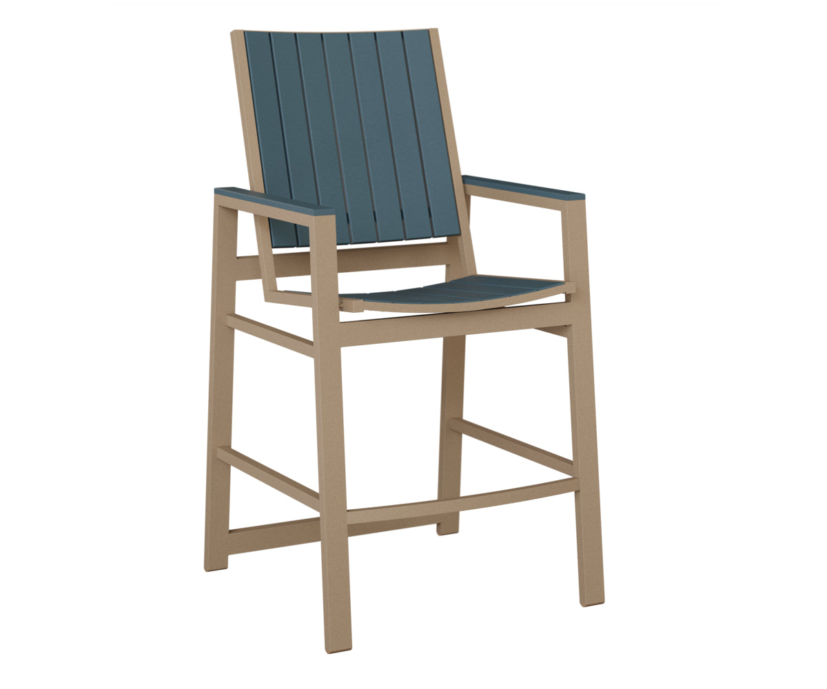 Berlin Gardens Vida Poly Bar Chair in Oak Wood Vein, Slate slats