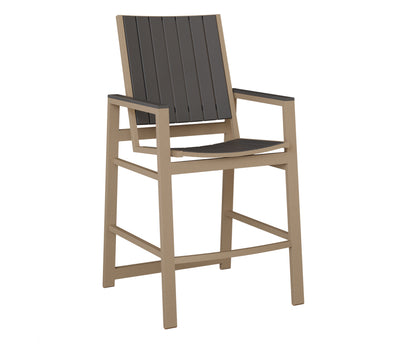 Berlin Gardens Vida Poly Bar Chair in Oak Wood Vein, Smoke Gray slats