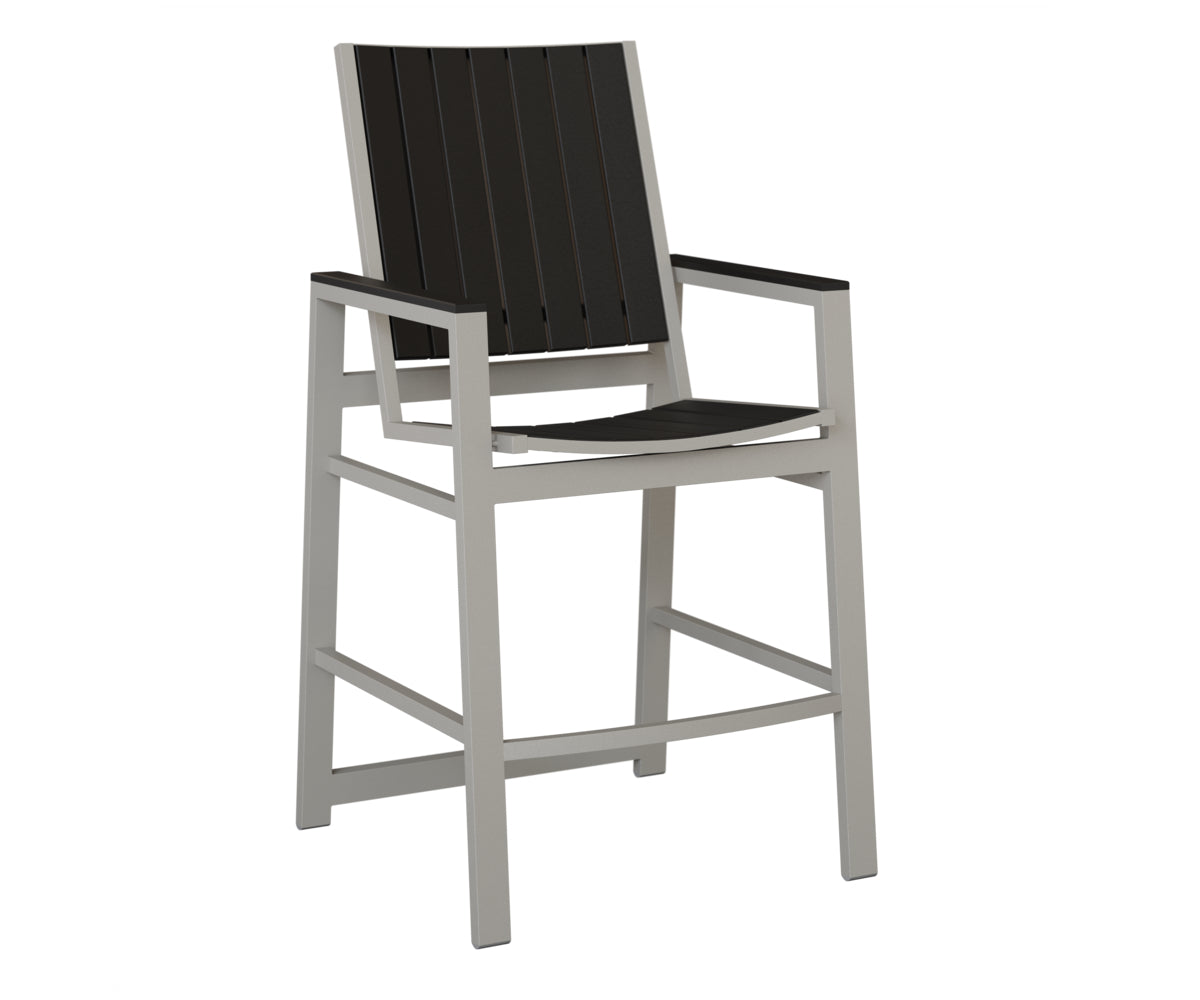 Berlin Gardens Vida Poly Bar Chair in Platinum Silver, Black slats