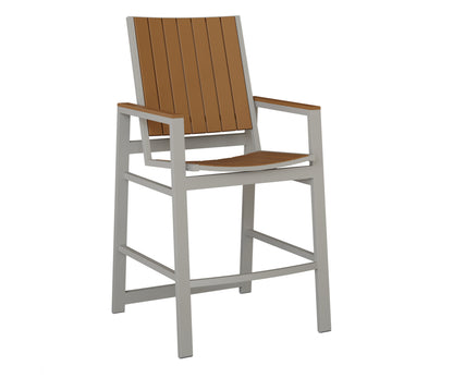 Berlin Gardens Vida Poly Bar Chair in Platinum Silver, Cedar slats