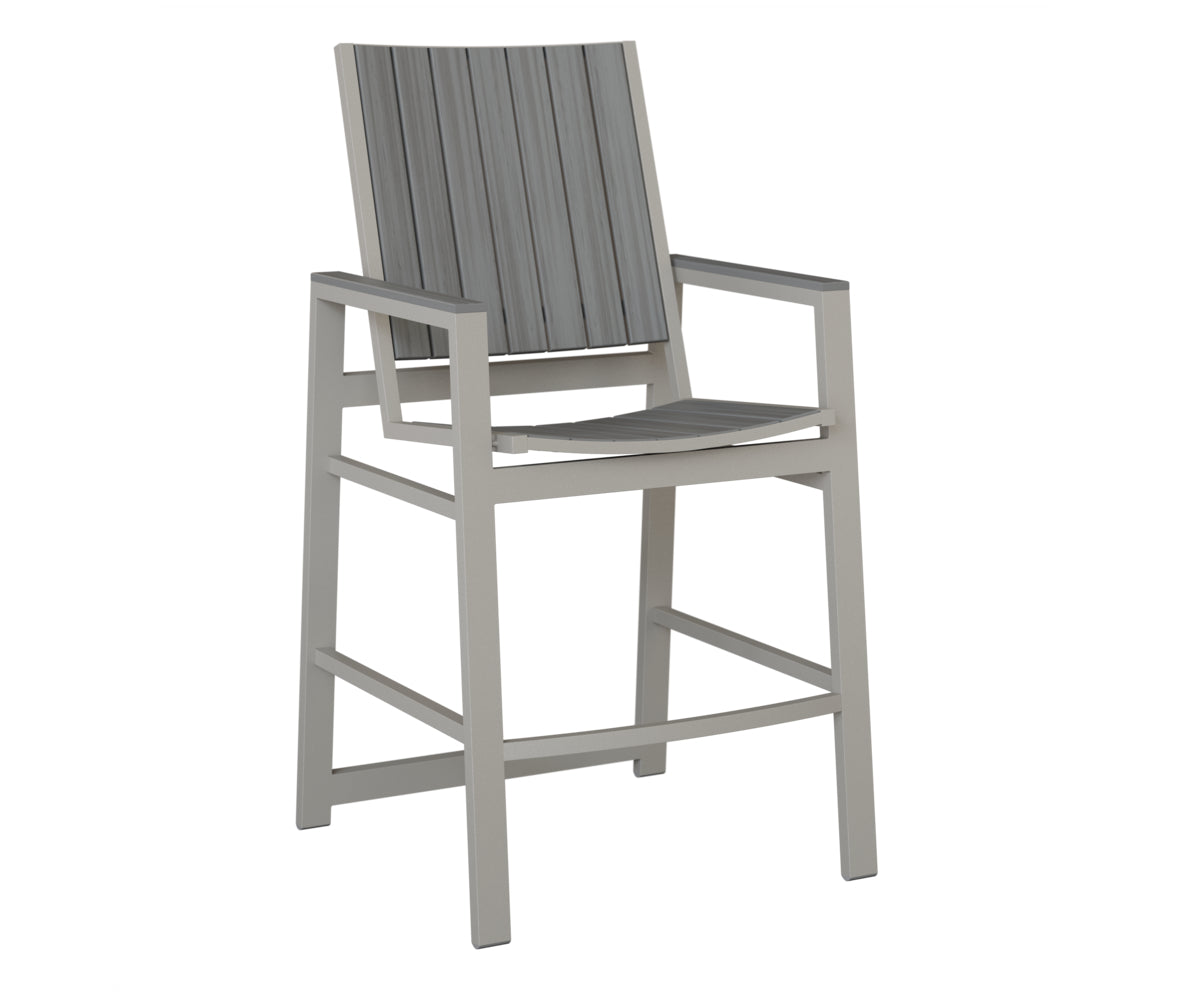 Berlin Gardens Vida Poly Bar Chair in Platinum Silver, Driftwood Gray slats