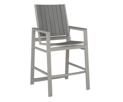 Berlin Gardens Vida Poly Bar Chair in Platinum Silver, Driftwood Gray slats