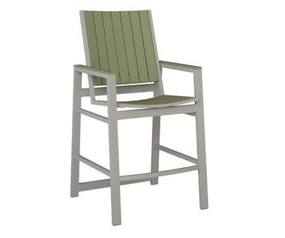 Berlin Gardens Vida Poly Bar Chair in Platinum Silver, Sage slats