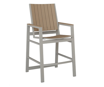 Berlin Gardens Vida Poly Bar Chair in Platinum Silver, Weatherwood slats