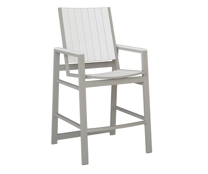 Berlin Gardens Vida Poly Bar Chair in Platinum Silver, White slats
