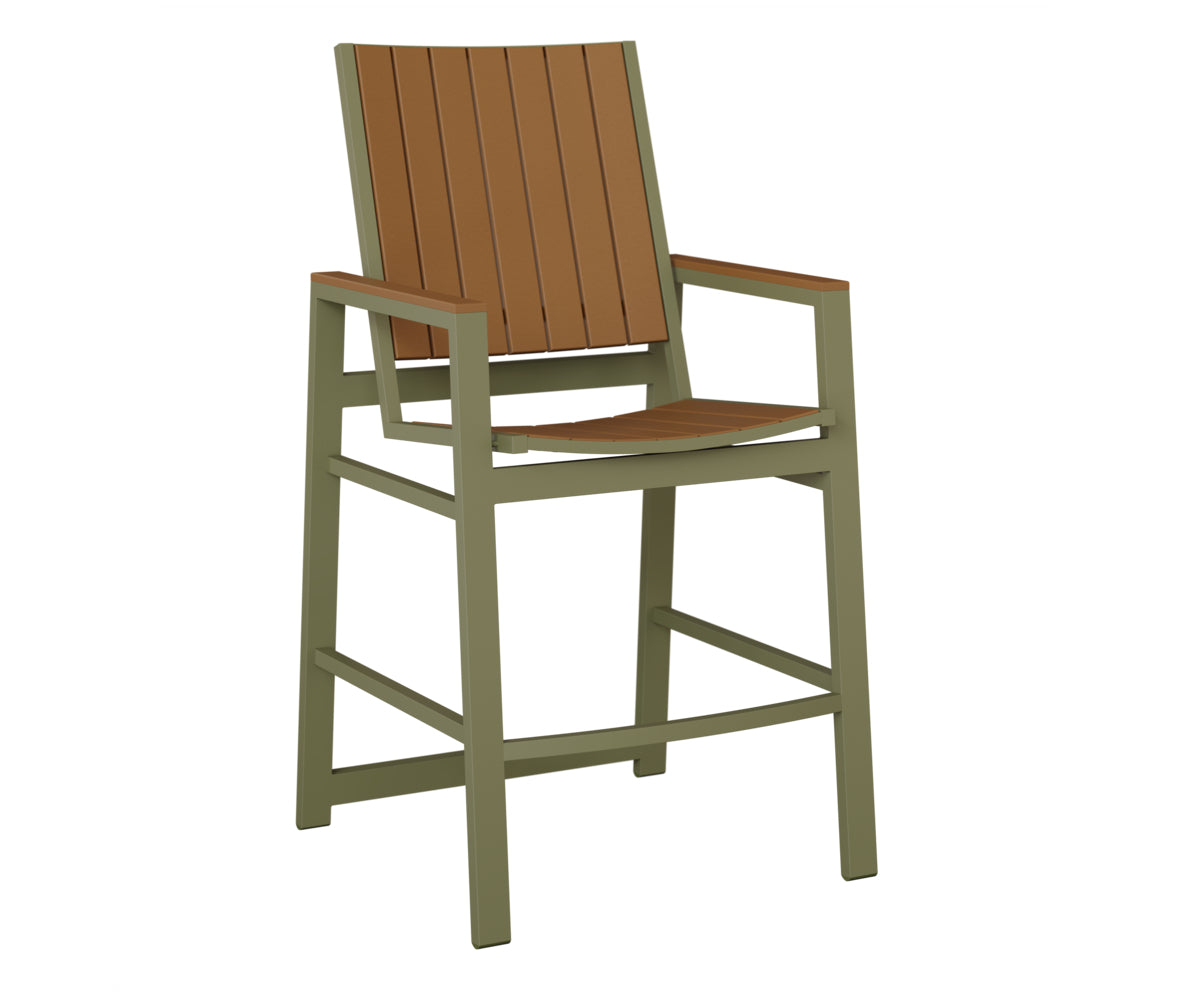 Berlin Gardens Vida Poly Bar Chair in Green Sage, Cedar slats