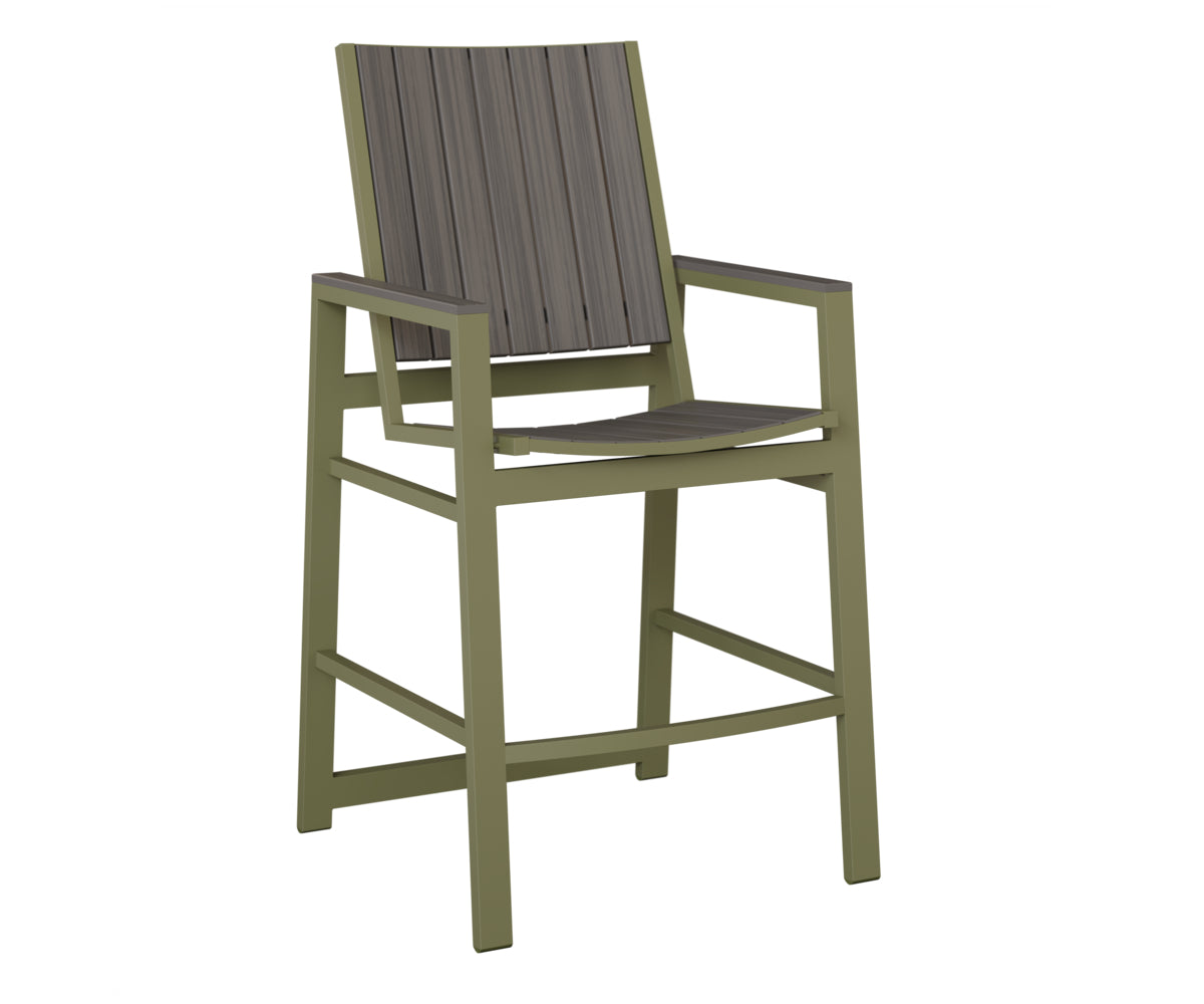 Berlin Gardens Vida Poly Bar Chair in Green Sage, Coastal Gray slats