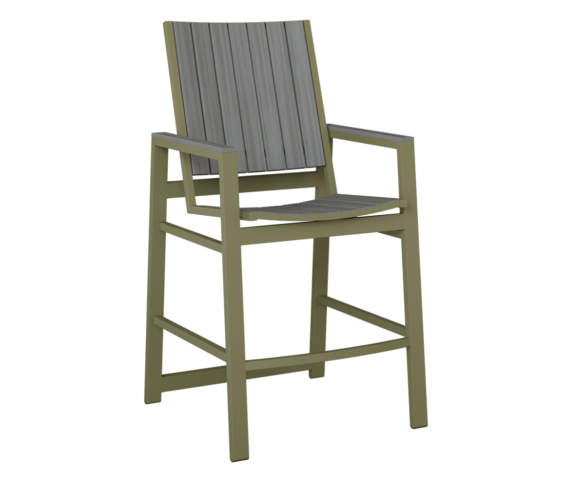 Berlin Gardens Vida Poly Bar Chair in Green Sage, Driftwood Gray slats
