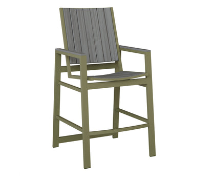 Berlin Gardens Vida Poly Bar Chair in Green Sage, Driftwood Gray slats