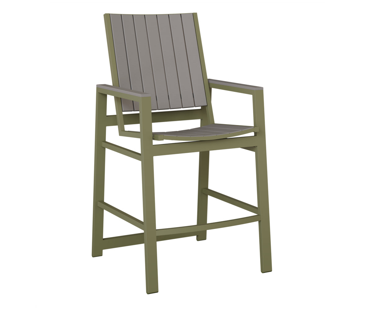Berlin Gardens Vida Poly Bar Chair in Green Sage, Light Gray slats