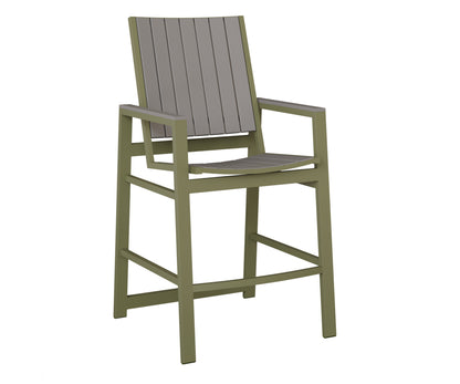 Berlin Gardens Vida Poly Bar Chair in Green Sage, Light Gray slats