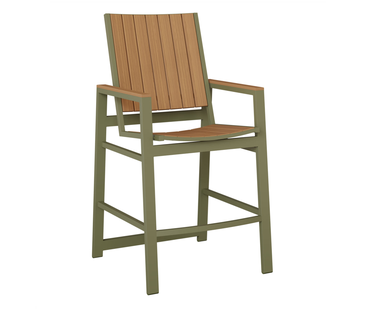 Berlin Gardens Vida Poly Bar Chair in Green Sage, Natural Teak slats