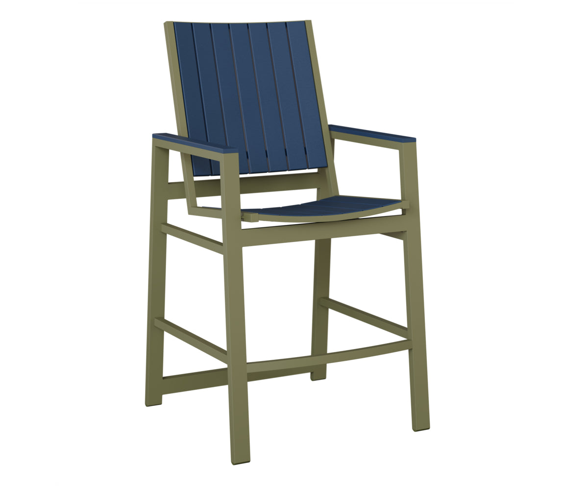 Berlin Gardens Vida Poly Bar Chair in Green Sage, Navy Blue slats