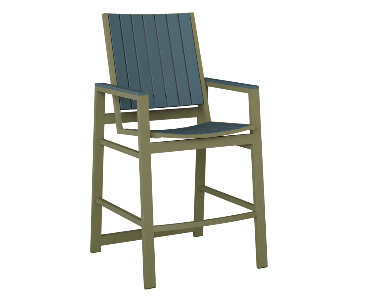 Berlin Gardens Vida Poly Bar Chair in Green Sage, Slate slats