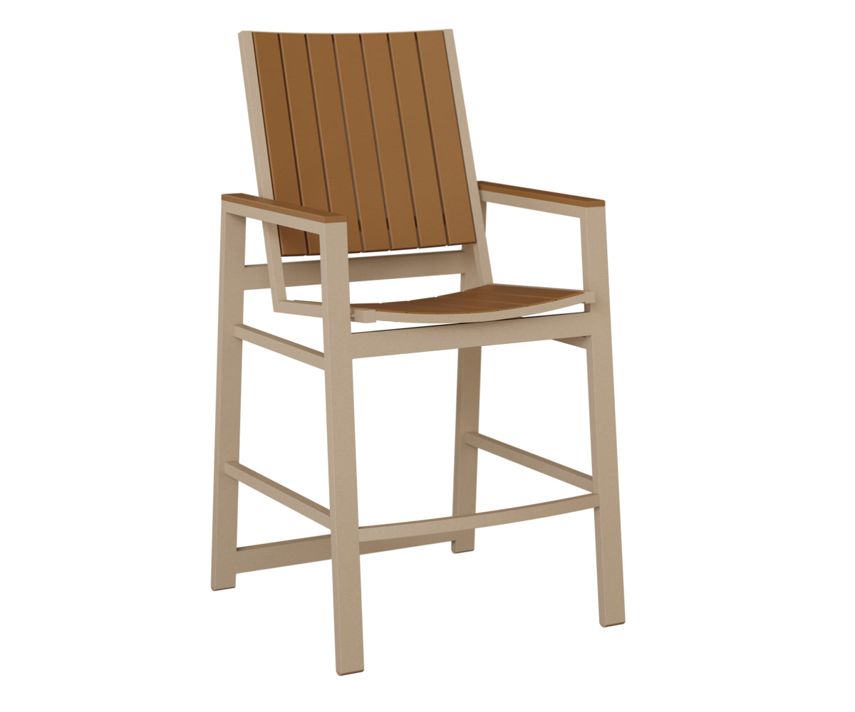 Berlin Gardens Vida Poly Bar Chair in Sahara Speckle, Cedar slats