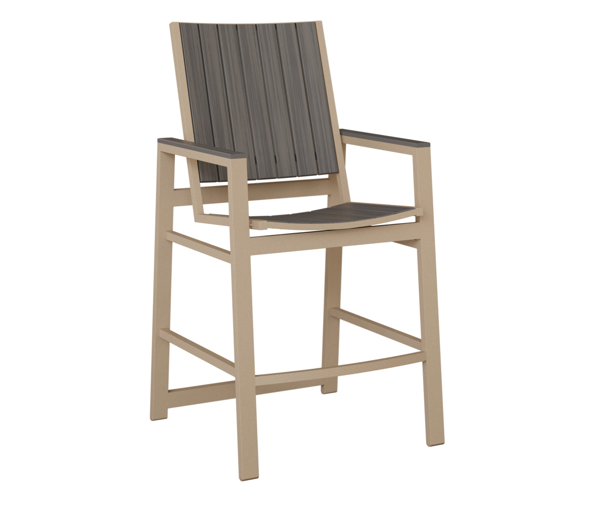 Berlin Gardens Vida Poly Bar Chair in Sahara Speckle, Coastal Gray slats