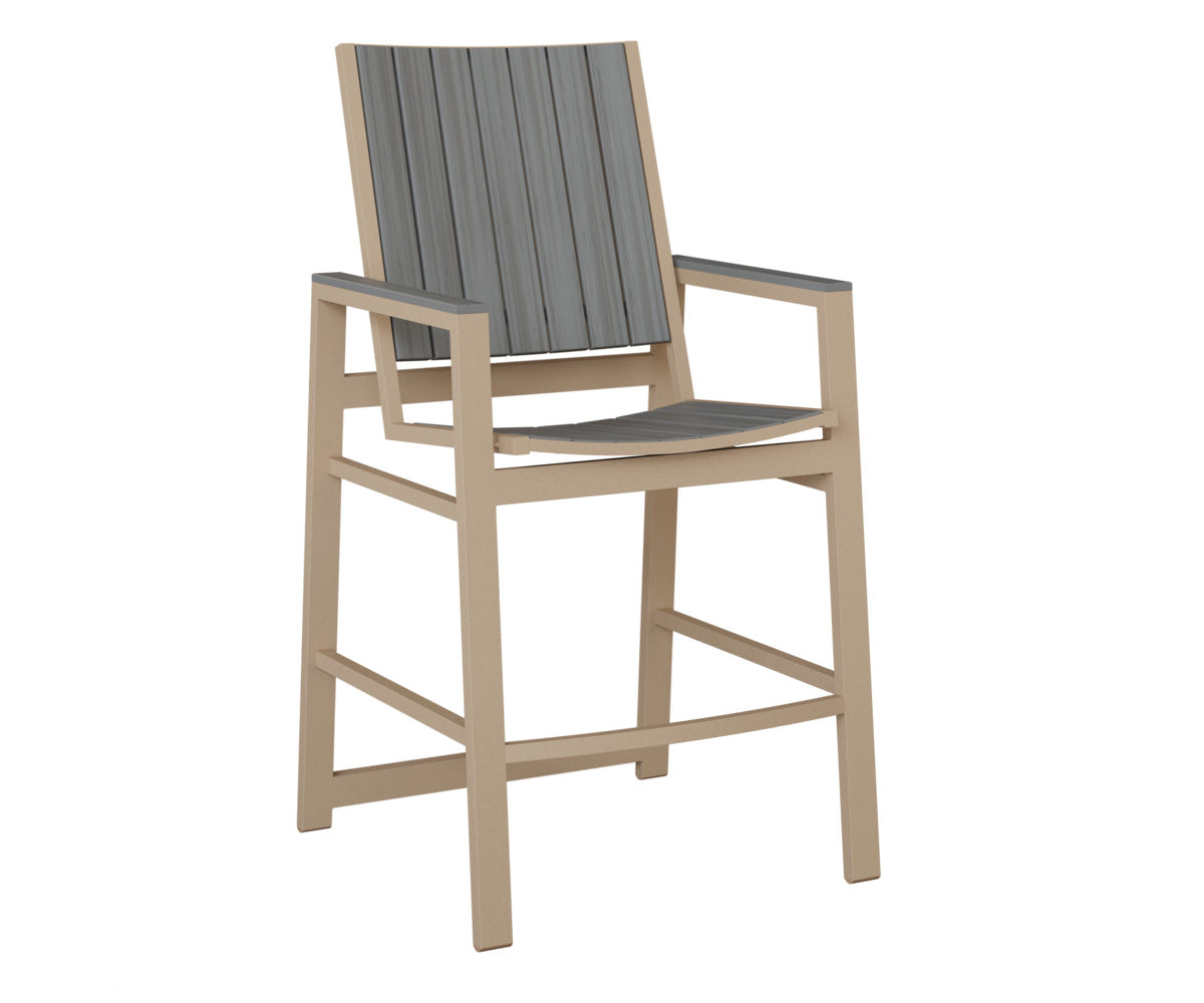 Berlin Gardens Vida Poly Bar Chair in Sahara Speckle, Driftwood Gray slats