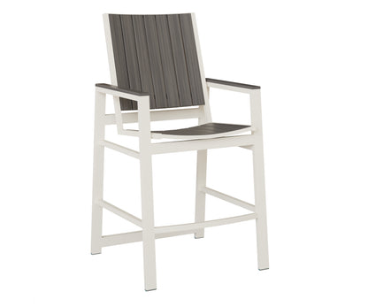 Berlin Gardens Vida Poly Bar Chair in White, Coastal Gray slats