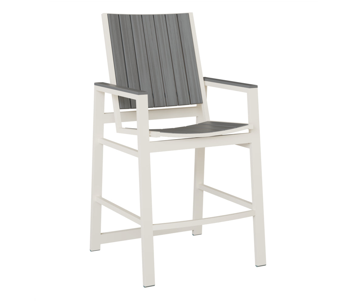 Berlin Gardens Vida Poly Bar Chair in White, Driftwood Gray slats