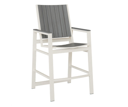 Berlin Gardens Vida Poly Bar Chair in White, Driftwood Gray slats