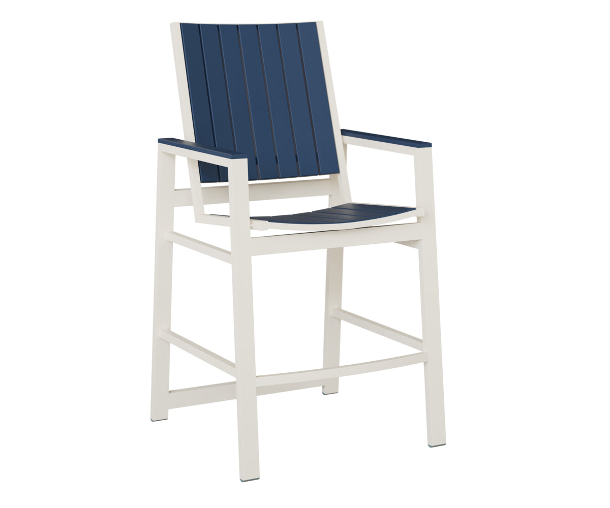 Berlin Gardens Vida Poly Bar Chair in White, Navy Blue slats