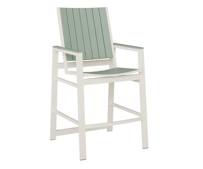 Berlin Gardens Vida Poly Bar Chair in White, Sea Foam slats