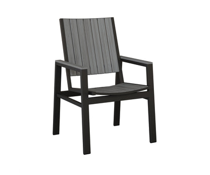 Berlin Gardens Vida Poly Dining Chair in Black, Driftwood Gray slats