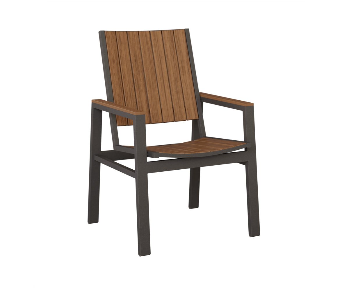 Berlin Gardens Vida Poly Dining Chair in Granite Speckle, Antique Mahogany slats