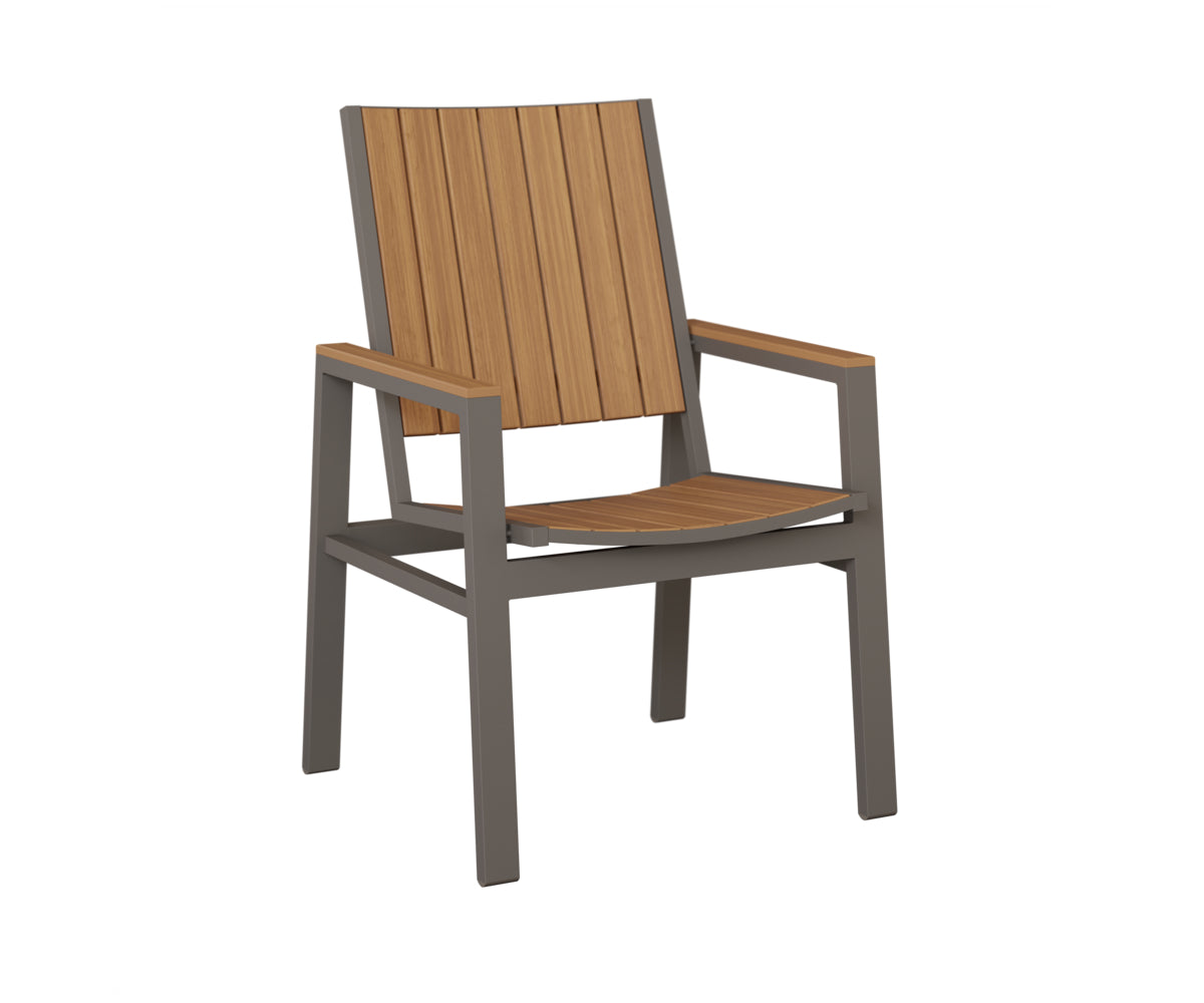 Berlin Gardens Vida Poly Dining Chair in Graphite, Natural Teak slats