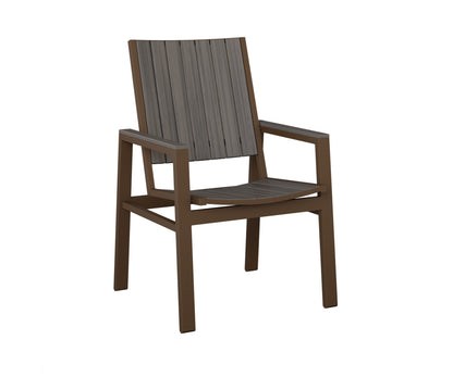 Berlin Gardens Vida Poly Dining Chair in Mesquite Wood Vein, Coastal Gray slats