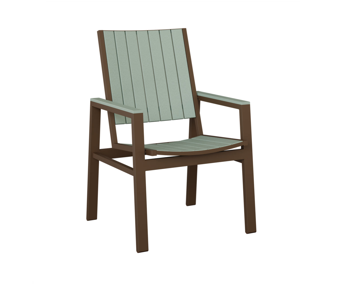 Berlin Gardens Vida Poly Dining Chair in Mesquite Wood Vein, Sea Foam slats