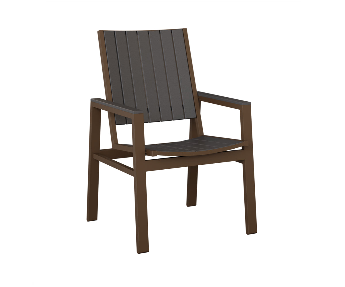 Berlin Gardens Vida Poly Dining Chair in Mesquite Wood Vein, Smoke Gray slats