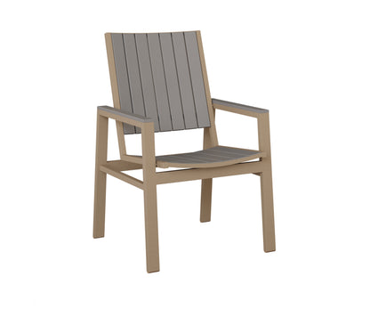 Berlin Gardens Vida Poly Dining Chair in Oak Wood Vein, Light Gray slats