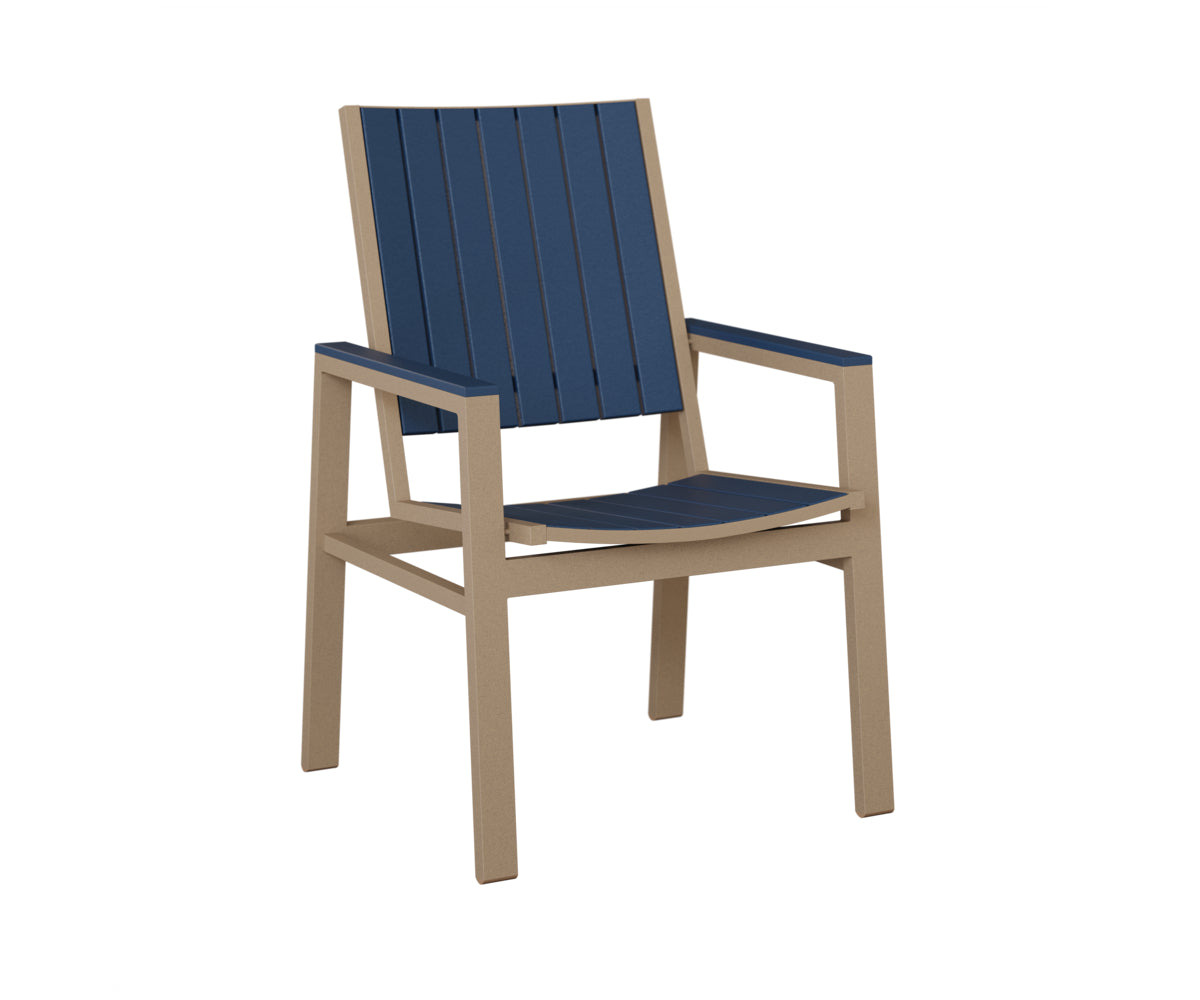 Berlin Gardens Vida Poly Dining Chair in Oak Wood Vein, Navy Blue slats