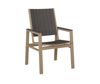 Berlin Gardens Vida Poly Dining Chair in Oak Wood Vein, Smoke Gray slats