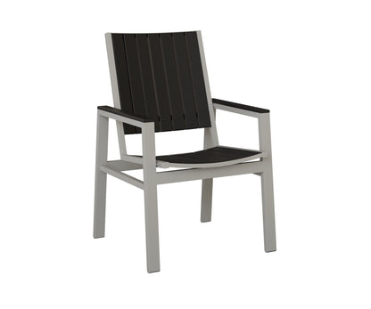 Berlin Gardens Vida Poly Dining Chair in Platinum Silver, Black slats