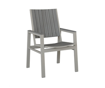 Berlin Gardens Vida Poly Dining Chair in Platinum Silver, Driftwood Gray slats