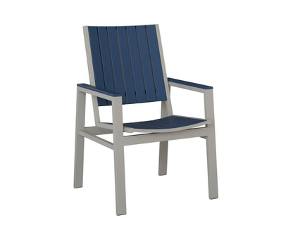 Berlin Gardens Vida Poly Dining Chair in Platinum Silver, Navy Blue slats