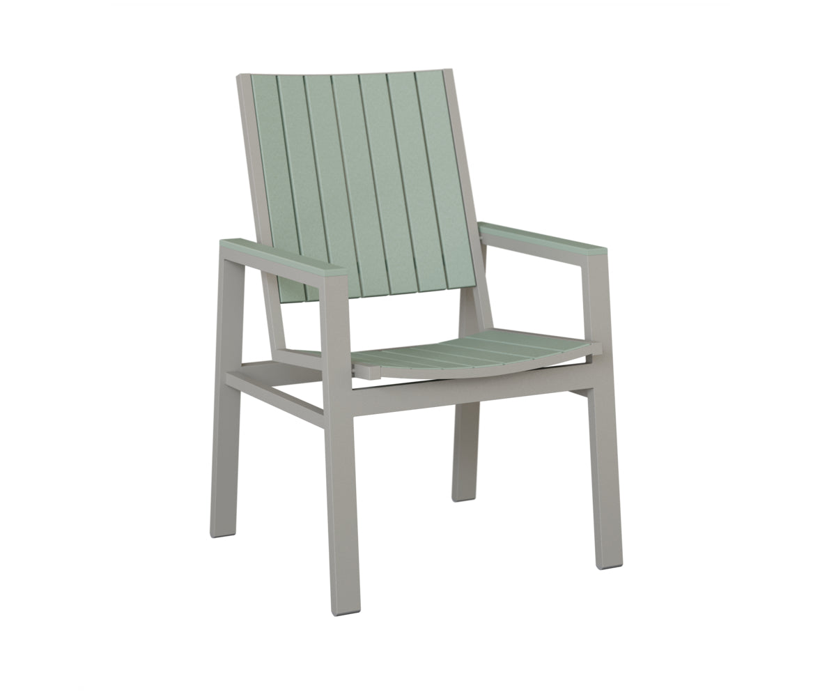 Berlin Gardens Vida Poly Dining Chair in Platinum Silver, Sea Foam slats