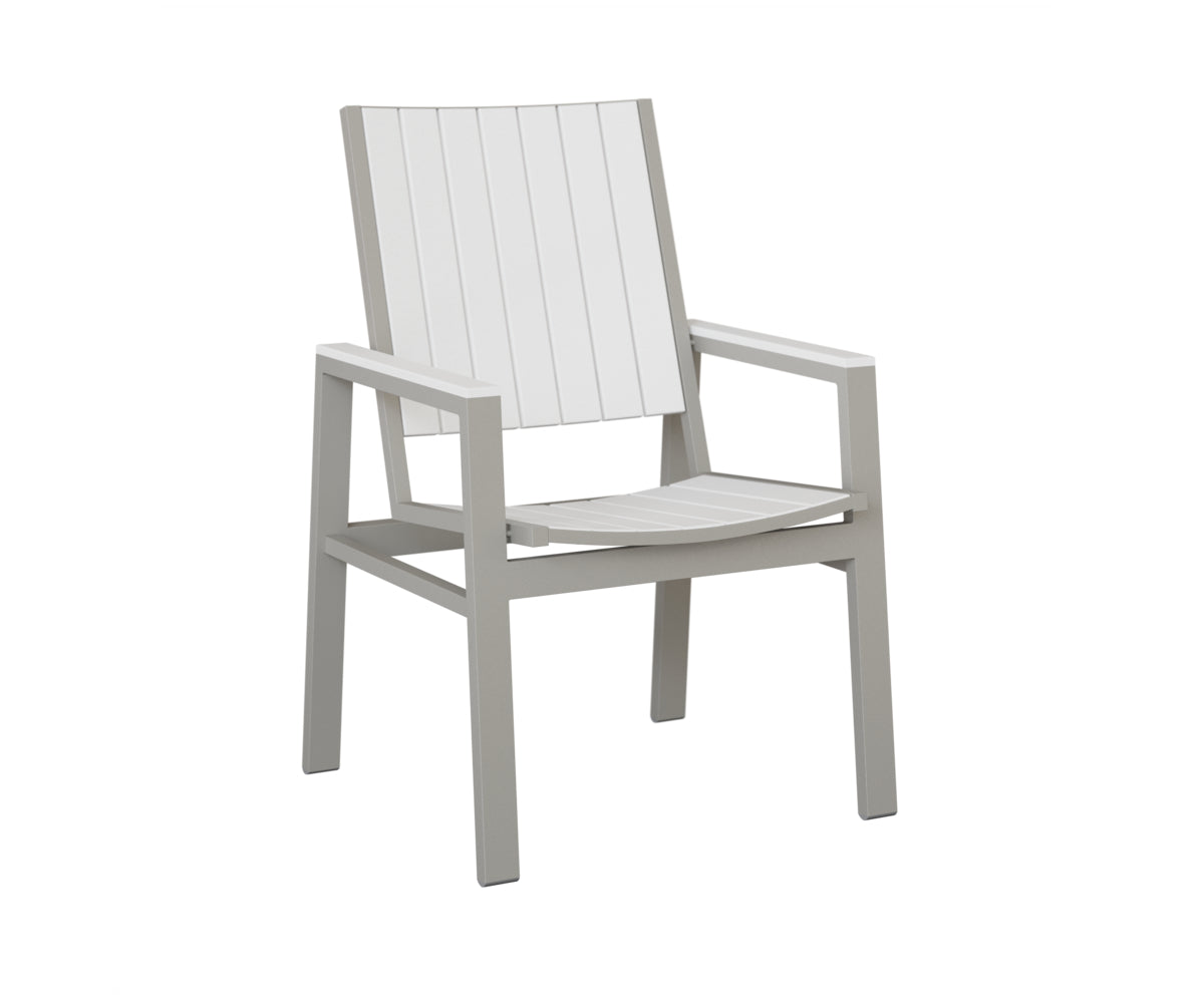 Berlin Gardens Vida Poly Dining Chair in Platinum Silver, White slats