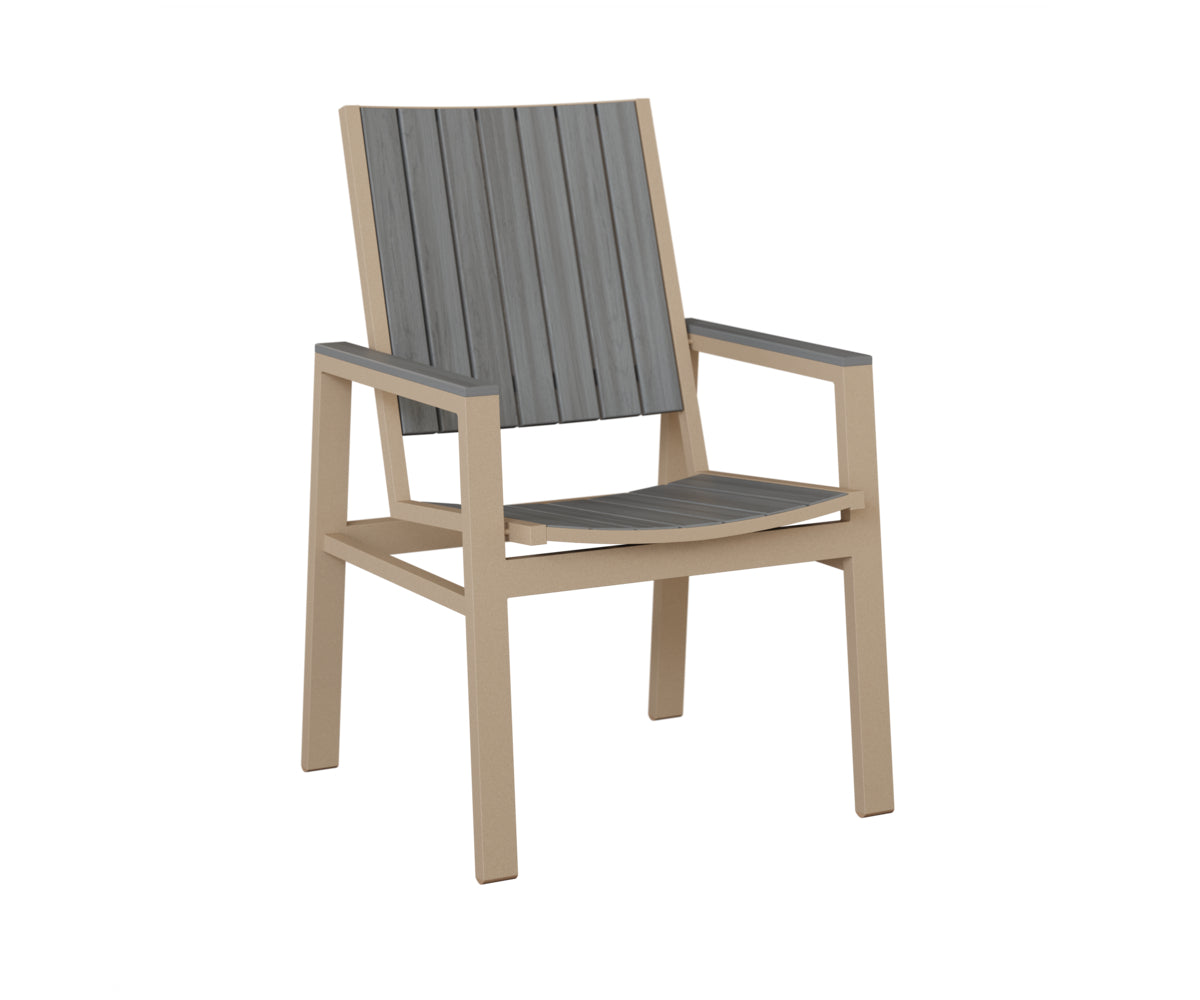 Berlin Gardens Vida Poly Dining Chair in Sahara Speckle, Driftwood Gray slats