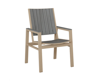 Berlin Gardens Vida Poly Dining Chair in Sahara Speckle, Driftwood Gray slats